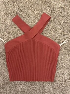 Aritzia Babaton Ribbed Crop Top in Rose